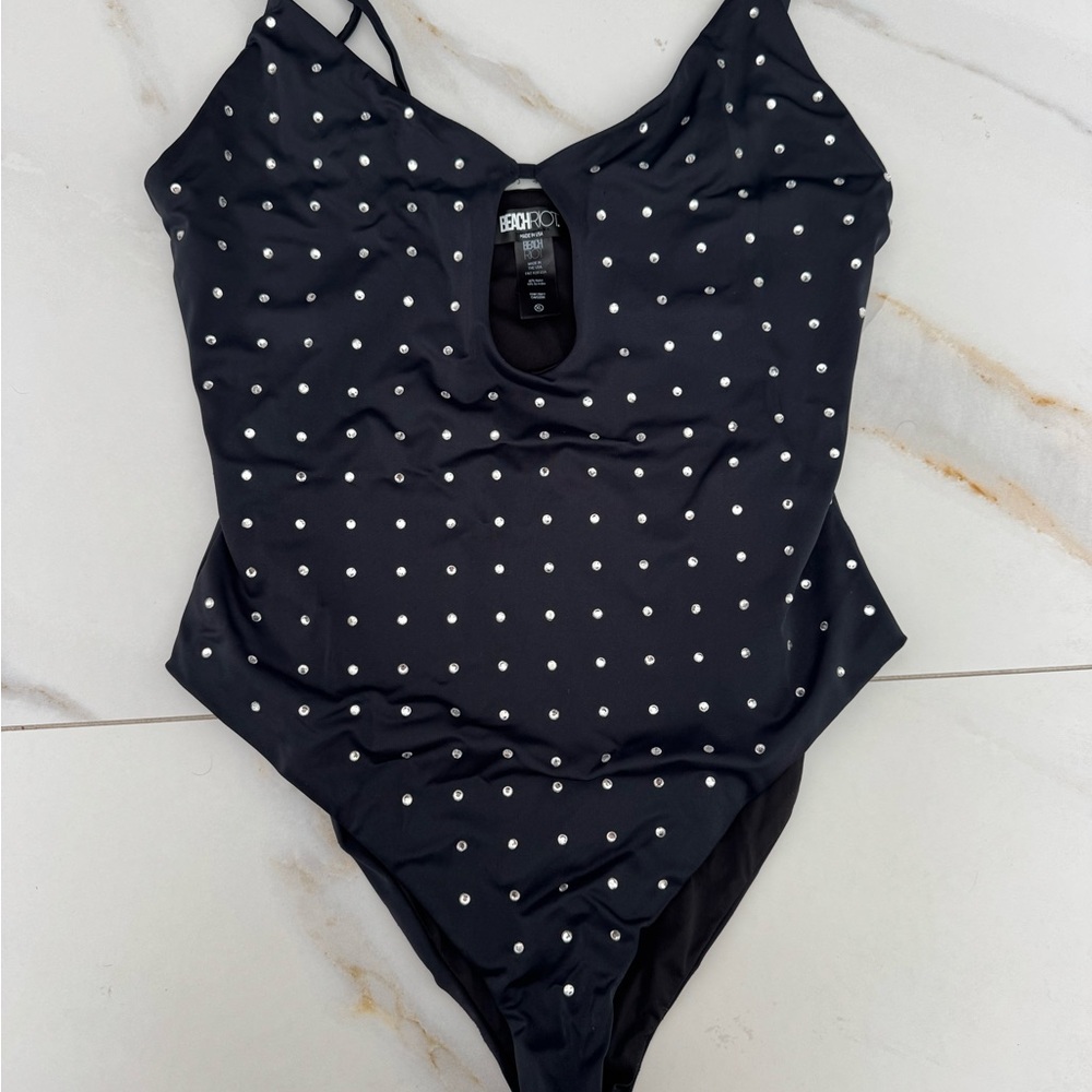 Beach Riot Black Embellished Swimsuit